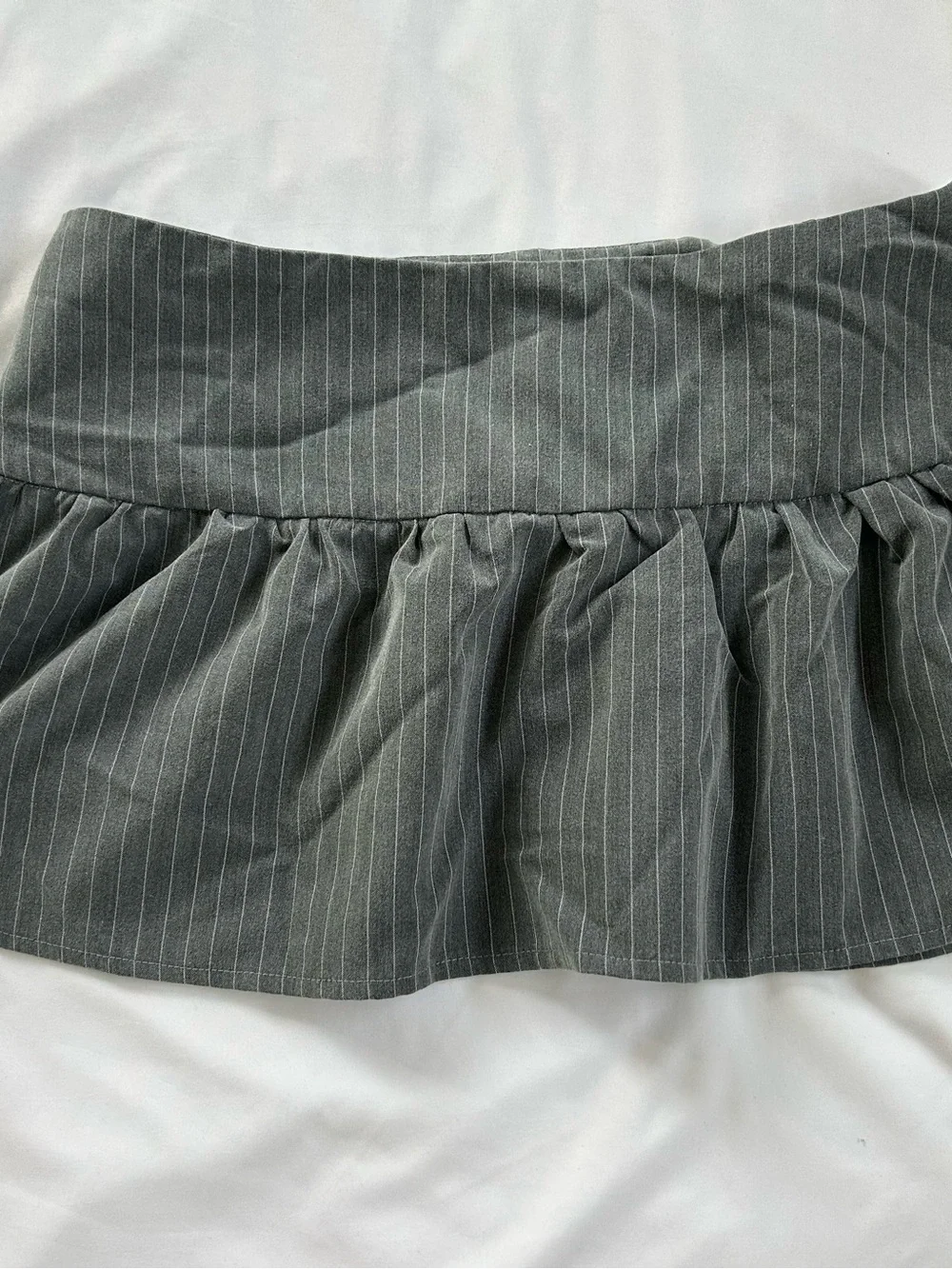 Motel Rocks Gray Pinstripe Ruffle Mini Skirt - Picture 2 of 3
